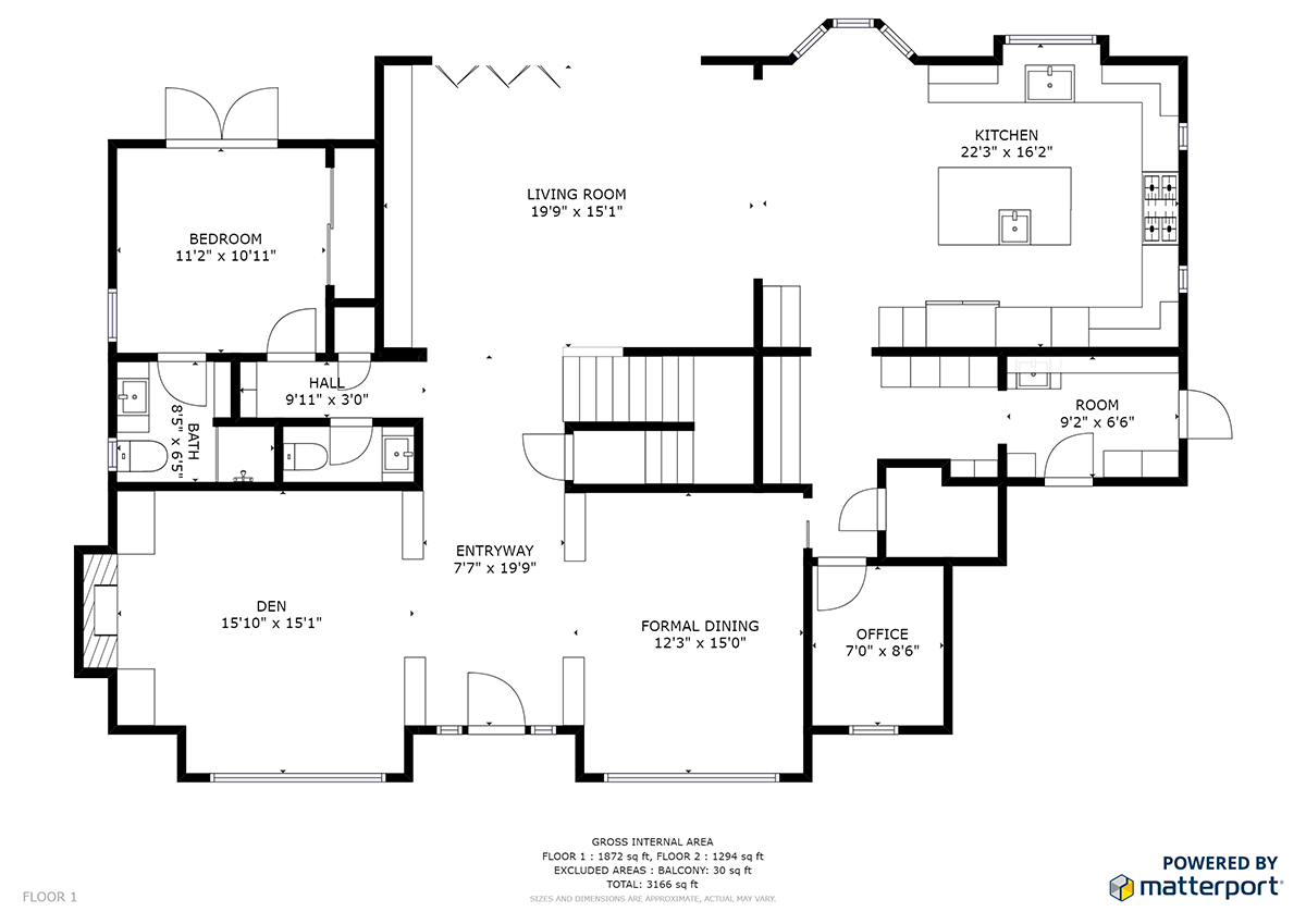 Schematic floor plans generated from a Matterport 3D virtual tour